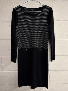 Tahari Arthur S. Levine Black/White Patterned Knit Sweater Dress Women’s Size S